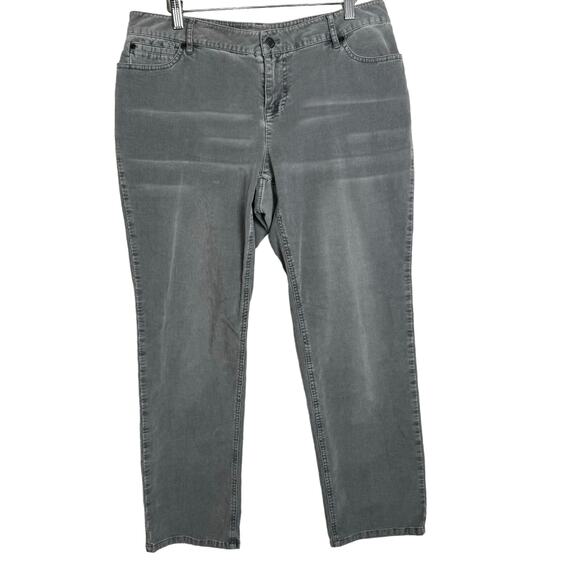J. Jill Boyfriend Gray Corduroy Pants Five Pocket Mid Rise Stretch Sz 12 Petite - Picture 1 of 7